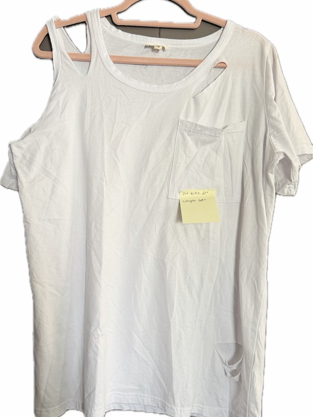 POL White Cold-Shoulder Pocket Tee